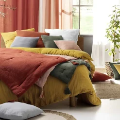Drap Housse en gaze de coton (140x190 cm - Blanc)><noscript><img width=