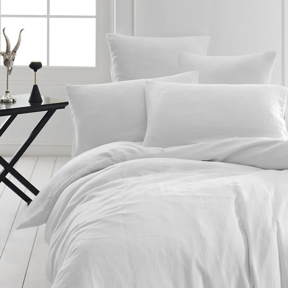 Drap housse en gaze de coton bonnet 30 cm Blanc 80x200 cm LOFT>Sensei Maison Online