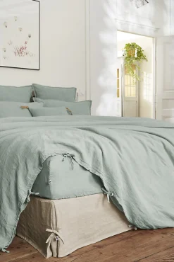Drap Housse en Lin Lavé 140 x 190 cm Caramel><noscript><img width=