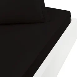 Drap housse en percale de coton bonnet 30 cm Noir 180x200 cm SOFT PERCALE>Sensei Maison Sale
