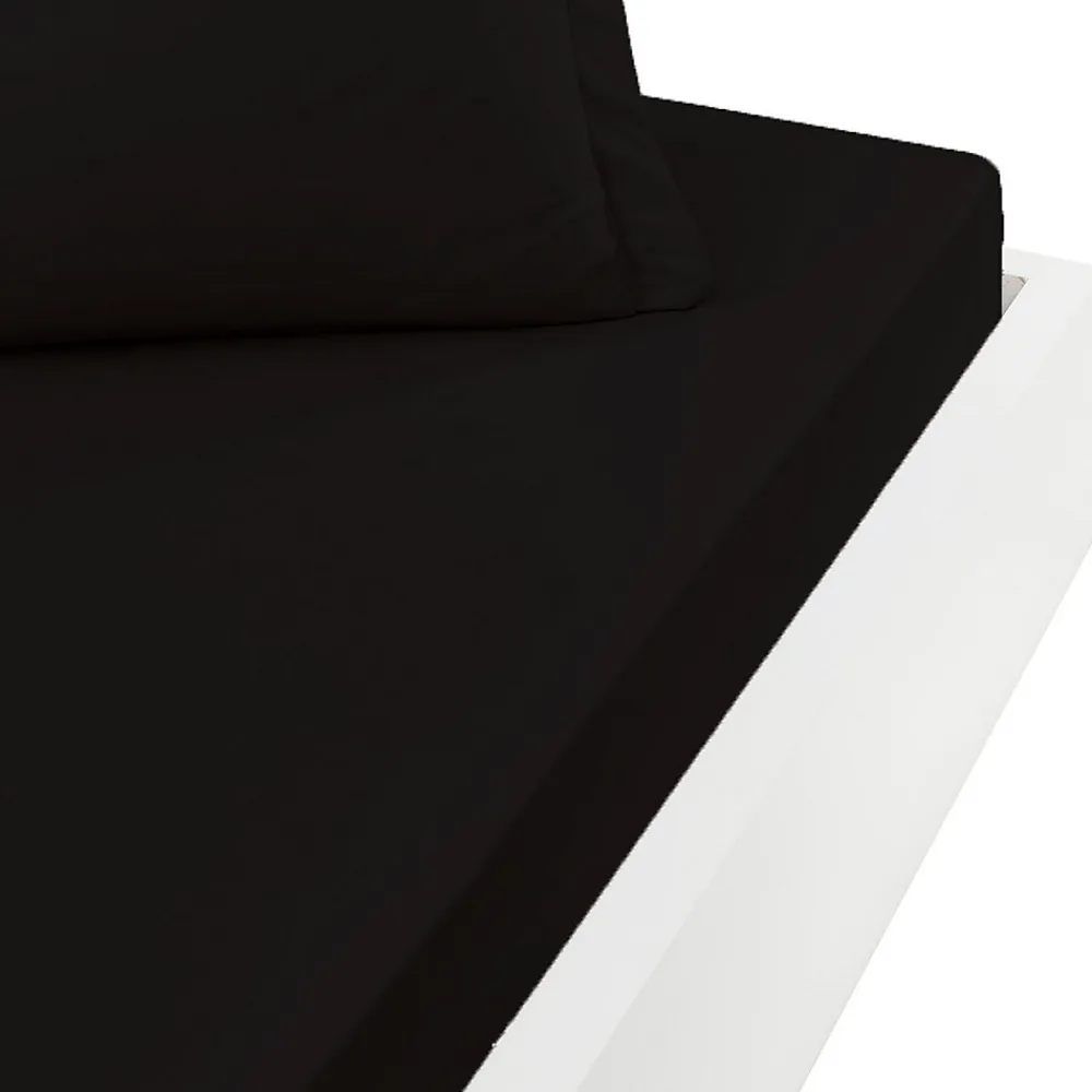 Drap housse en percale de coton bonnet 30 cm Noir 180x200 cm SOFT PERCALE>Sensei Maison Sale