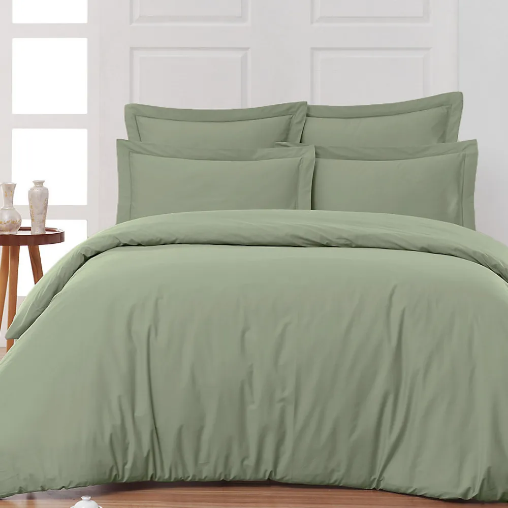 Drap housse en percale de coton bonnet 30 cm Sauge 140x200 cm SOFT PERCALE>Sensei Maison Hot