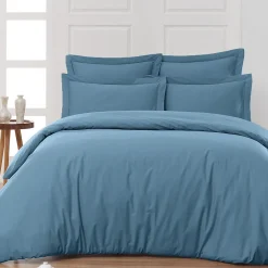 Drap housse en percale de coton bonnet 30 cm Cobalt 120x190 cm SOFT PERCALE>Sensei Maison Clearance