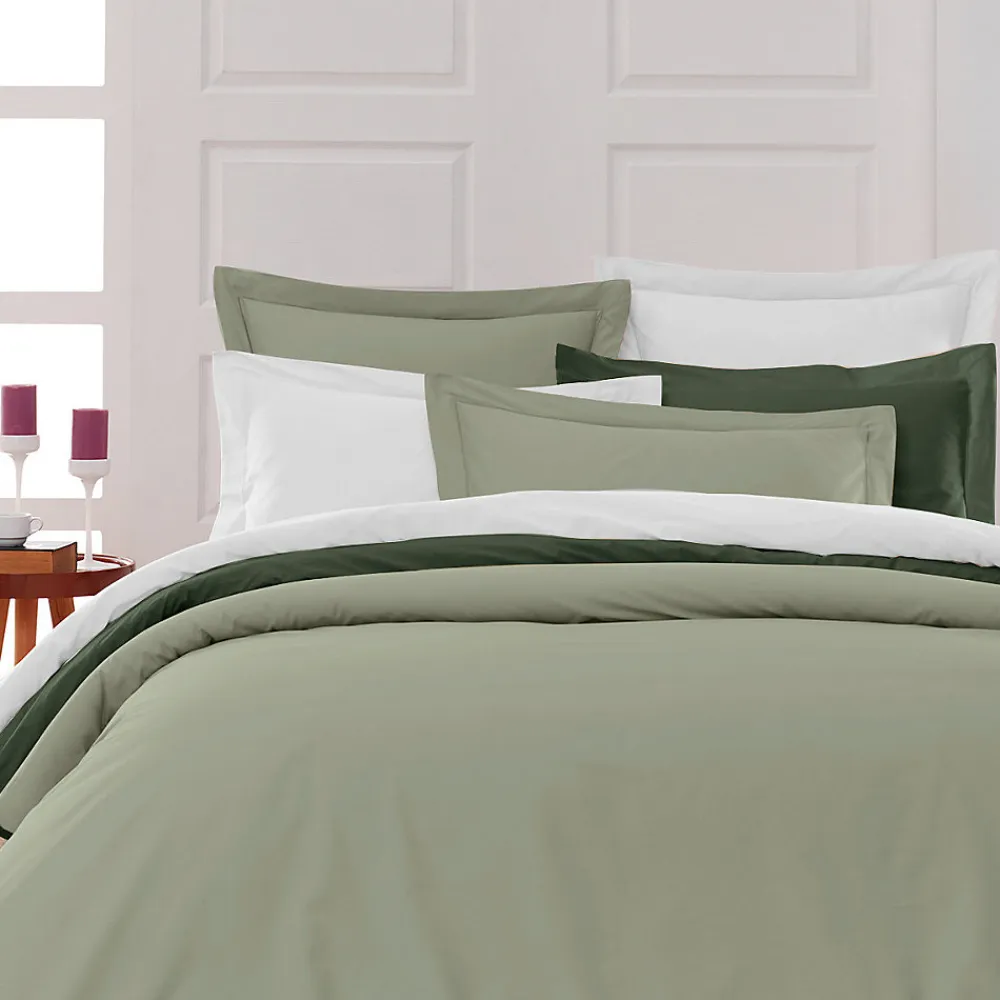 Drap housse en percale de coton bonnet 30 cm Sauge 140x190 cm SOFT PERCALE>Sensei Maison New