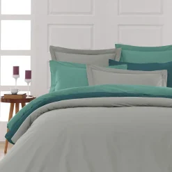 Drap housse en percale de coton bonnet 30 cm Gris Perle 140x190 cm SOFT PERCALE><noscript><img width=