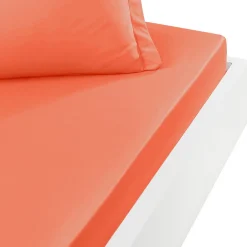 Drap housse en percale de coton bonnet 30 cm Corail 200x200 cm SOFT PERCALE>Sensei Maison