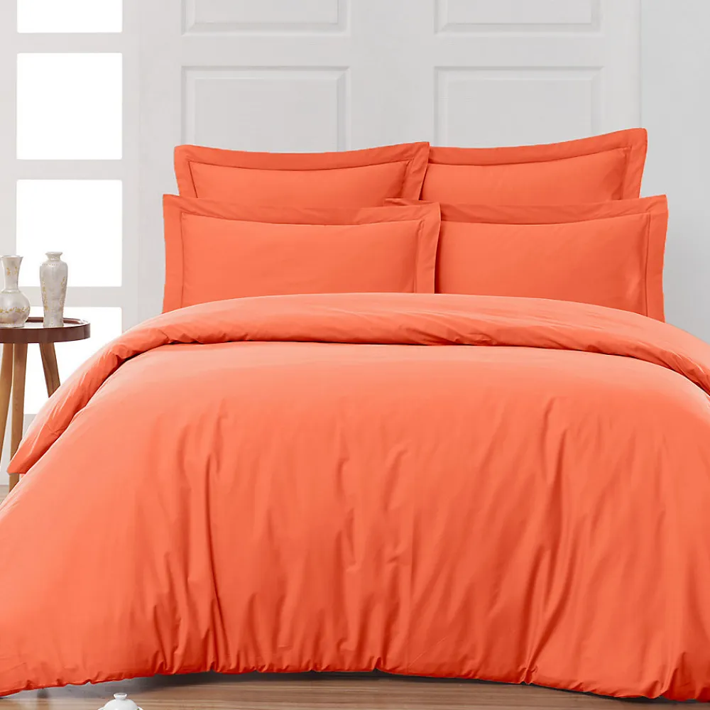 Drap housse en percale de coton bonnet 30 cm Corail 200x200 cm SOFT PERCALE>Sensei Maison