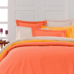Drap housse en percale de coton bonnet 30 cm Corail 200x200 cm SOFT PERCALE><noscript><img width=