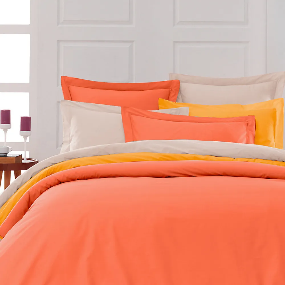 Drap housse en percale de coton bonnet 30 cm Corail 200x200 cm SOFT PERCALE>Sensei Maison