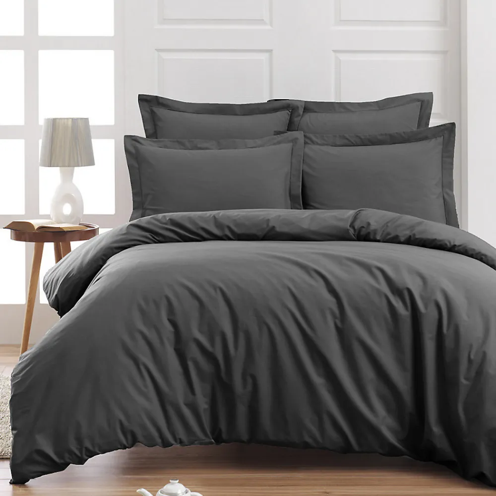 Drap housse en percale de coton bonnet 30 cm Anthracite 160x200 cm SOFT PERCALE>Sensei Maison Best