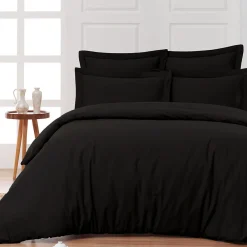 Drap housse en percale de coton bonnet 30 cm Noir 140x200 cm SOFT PERCALE>Sensei Maison Discount