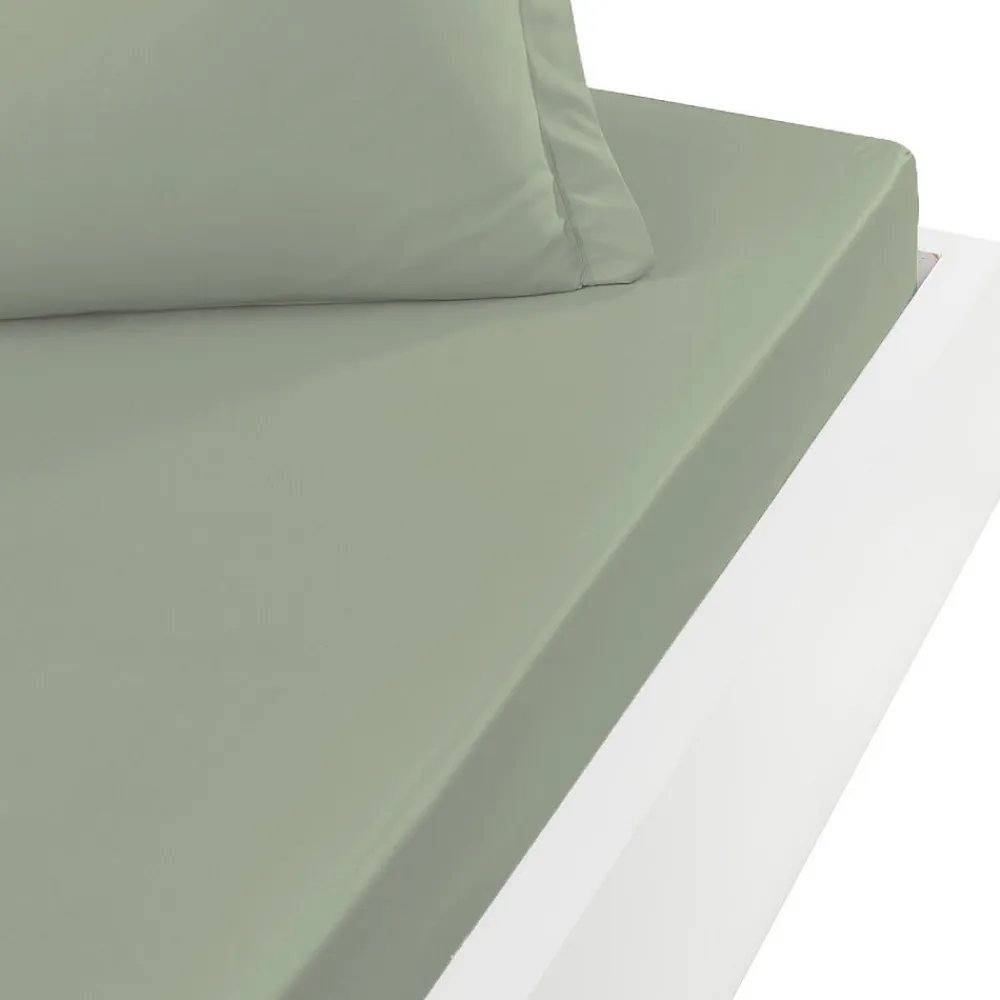 Drap housse en percale de coton pour lit articulé Sauge 140x190 cm SOFT PERCALE>Sensei Maison Best