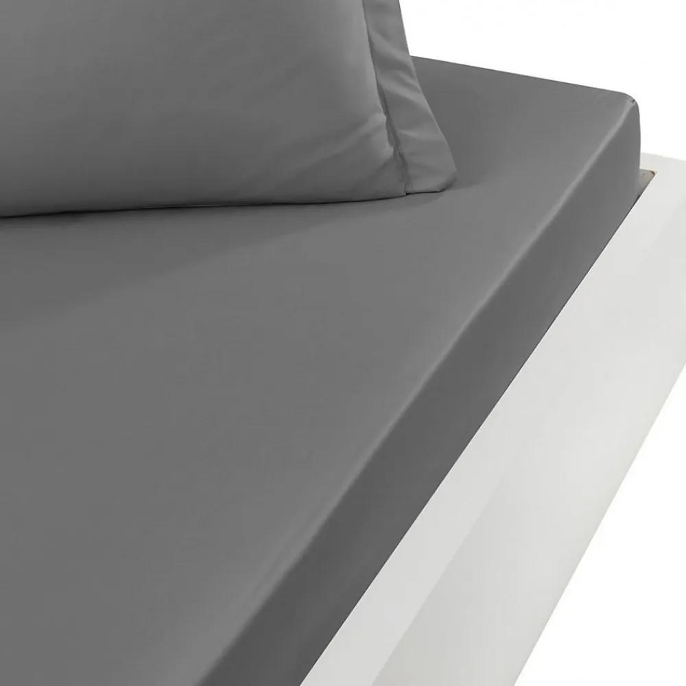 Drap housse en percale de coton bonnet 30 cm Galet 200x200 cm SOFT PERCALE>Sensei Maison