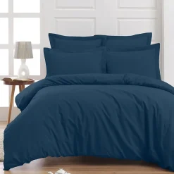 Drap housse en percale de coton bonnet 30 cm Indigo 80x200 cm SOFT PERCALE>Sensei Maison Online