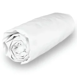Drap housse en polycoton 160x200 cm PERCALE blanc, par>Soleil D'Ocre Discount