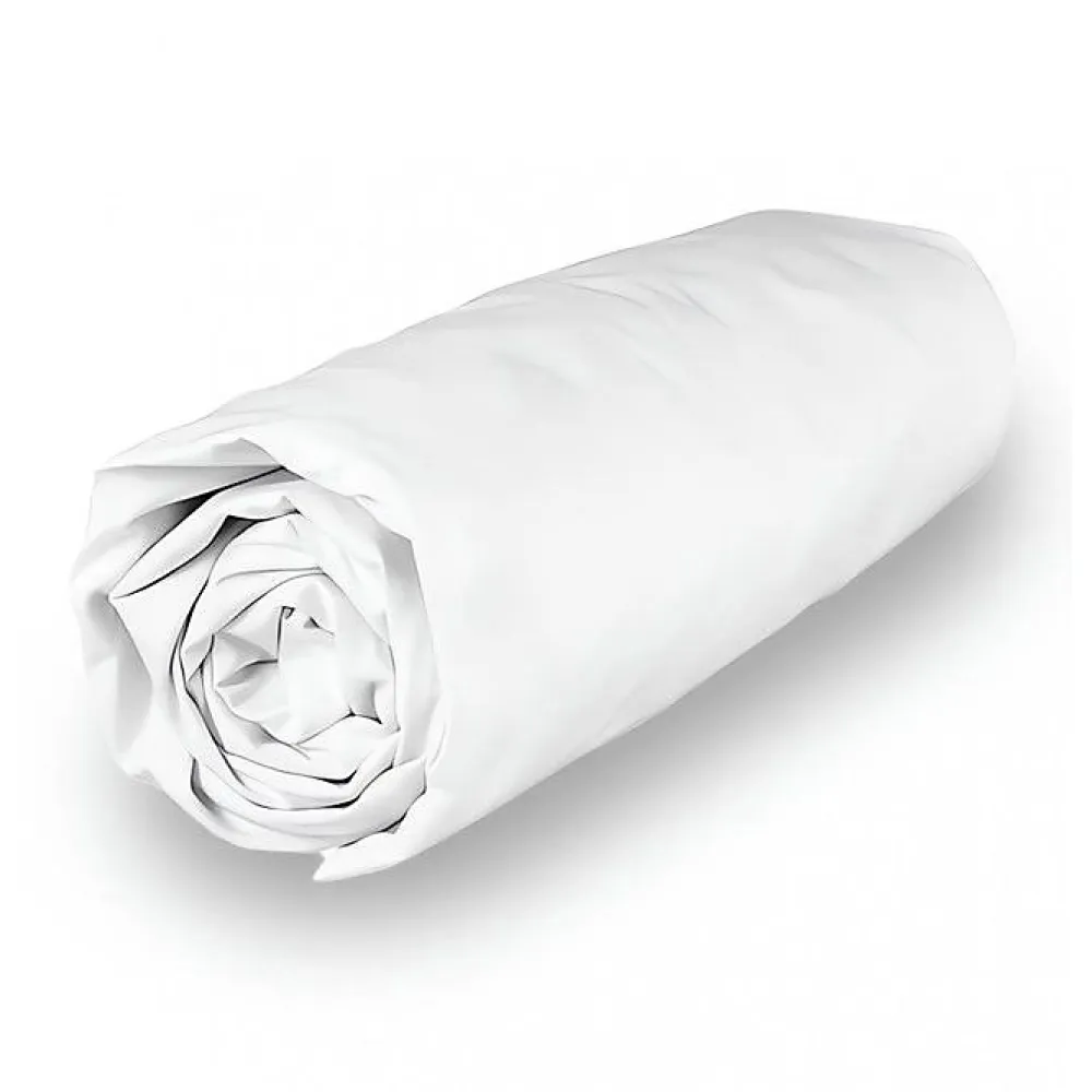 Drap housse en polycoton 200x200 cm PERCALE blanc, par>Soleil D'Ocre Hot