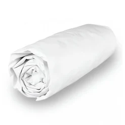 Drap housse en polycoton 180x200 cm PERCALE blanc, par>Soleil D'Ocre Best