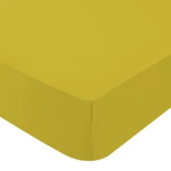 Domiva Drap housse enfant Oeko-tex 100% coton 130g/m² (40x80 cm - Jaune Curry)* Drap Housse|Drap Housse