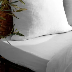 Drap housse Flora gaze de coton blanc 140x190cm - Atmosphera>Atmosphera Créateur D'Intérieur Hot