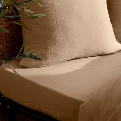 Atmosphera Créateur D'Intérieur Drap housse Flora gaze de coton lin 140x190cm - Atmosphera* Boutis, Couvre-Lit, Édredon