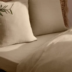 Atmosphera Créateur D'Intérieur Drap housse Flora gaze de coton lin 140x190cm - Atmosphera* Boutis, Couvre-Lit, Édredon