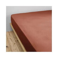 L'Effet Papillon Drap housse "Gaïa" toutes dimensions "Gaze de Coton" - Gaïa Terracotta - 140 x 190 cm bonnet de 30 cm* Drap Housse|Drap Housse