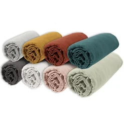 L'Effet Papillon Drap housse "Gaïa" toutes dimensions "Gaze de Coton" - Gaia Minuit - 140 x 200 cm bonnet de 30 cm* Drap Housse|Drap Housse
