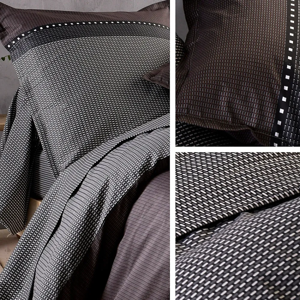 Linnea Drap housse imprimé 120x200 cm bonnet 30 cm satin de coton ENZO noir* Drap Housse|Drap Housse