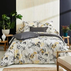 Drap housse imprimé 200x200 cm percale de coton ASIA gris Anthracite Bonnet 40 cm>Linnea Discount