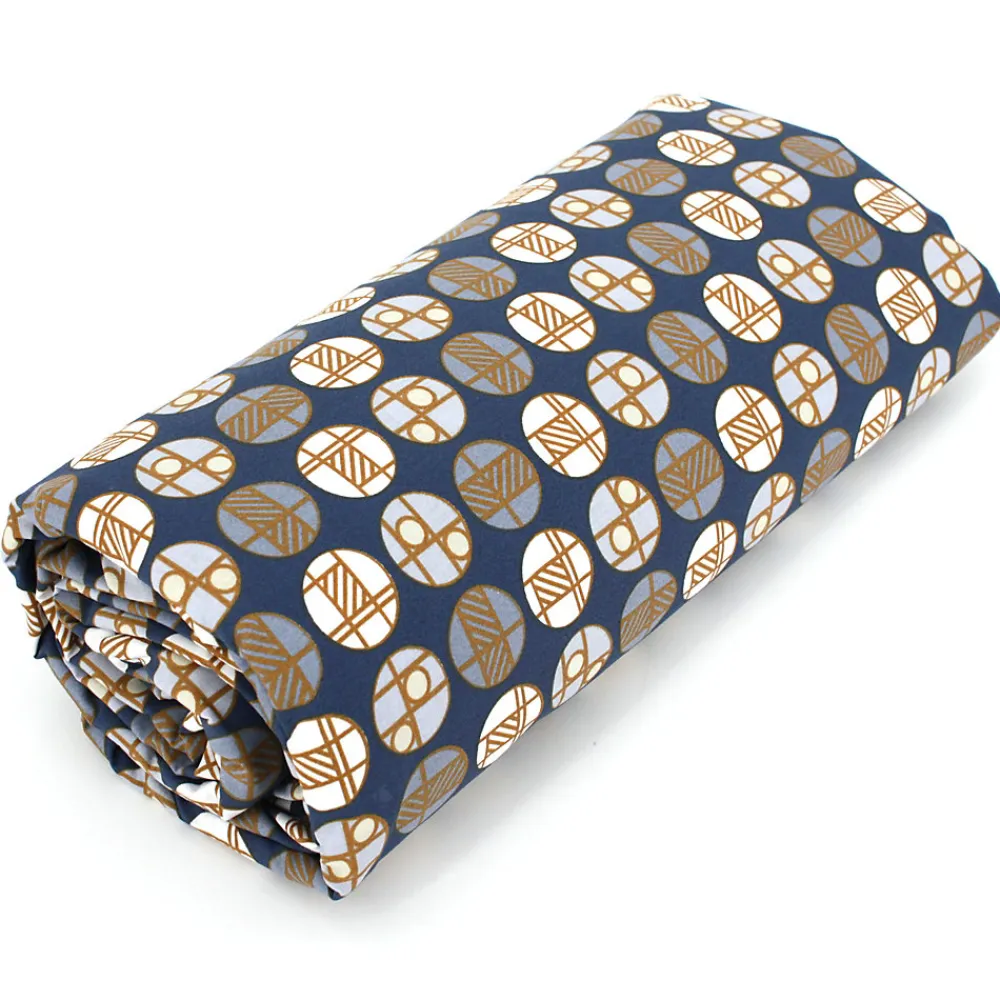 Drap housse imprimé 90x200 cm percale de coton ROMEO bleu Baltique Bonnet 40 cm>Linnea Hot