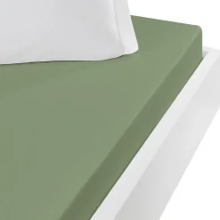 Sensei Maison Drap housse jersey coton peigné extensible bonnet 30 cm Sauge 140x190 cm MANHATTAN* Drap Housse|Drap Housse