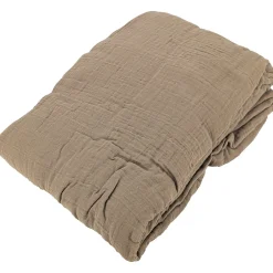 Drap housse MILOS mousseline de coton 140x200 cm bonnet 30 cm uni marron camel>Linnea