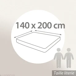 Drap housse MILOS mousseline de coton 140x200 cm bonnet 30 cm uni marron camel><noscript><img width=