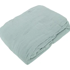 Drap housse MILOS mousseline de coton 140x200 cm bonnet 30 cm uni vert lichen>Linnea Best