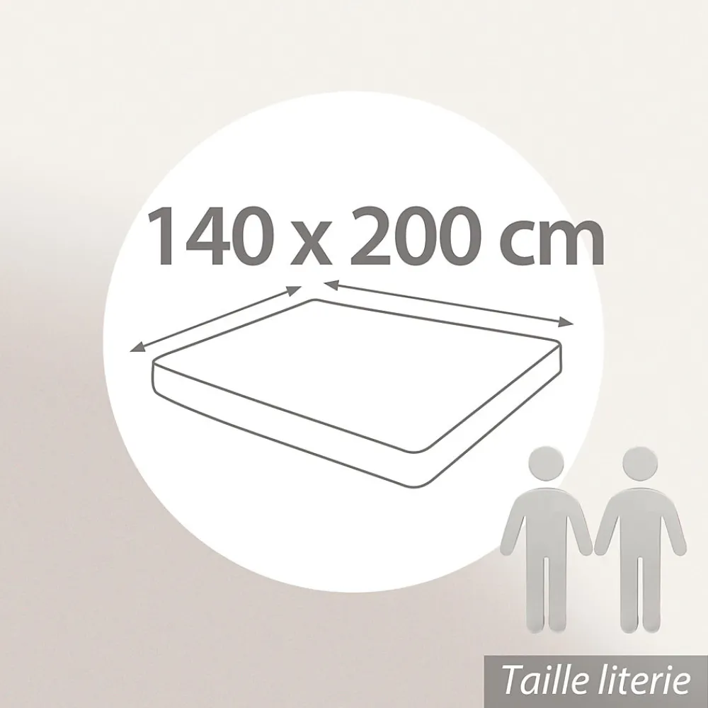 Drap housse MILOS mousseline de coton 140x200 cm bonnet 30 cm uni vert lichen>Linnea Best