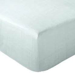 Drap housse MILOS mousseline de coton 140x200 cm bonnet 30 cm uni vert lichen><noscript><img width=