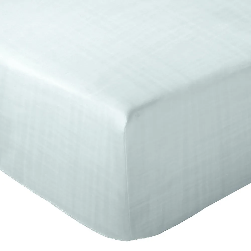 Drap housse MILOS mousseline de coton 140x200 cm bonnet 30 cm uni vert lichen>Linnea Best