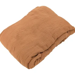 Drap housse MILOS mousseline de coton 140x200 cm bonnet 30 cm uni marron terre cuite>Linnea Sale