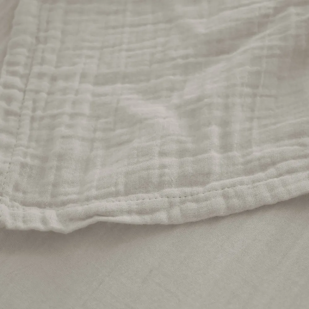 Drap housse MILOS mousseline de coton 160x200 cm bonnet 30 cm uni beige ficelle>Linnea Online
