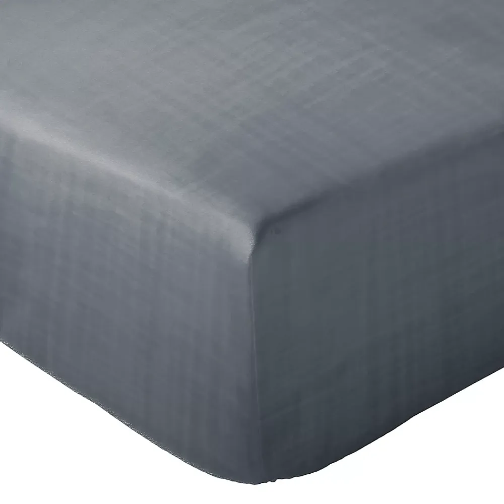 Linnea Drap housse MILOS mousseline de coton 180x200 cm bonnet 30 cm uni noir granit* Drap Housse|Drap Housse