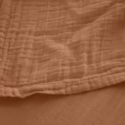 Linnea Drap housse MILOS mousseline de coton 160x200 cm bonnet 30 cm uni marron cognac* Drap Housse|Drap Housse