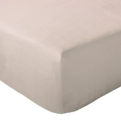 Linnea Drap housse MILOS mousseline de coton 140x200 cm bonnet 30 cm uni beige naturel* Drap Housse|Drap Housse