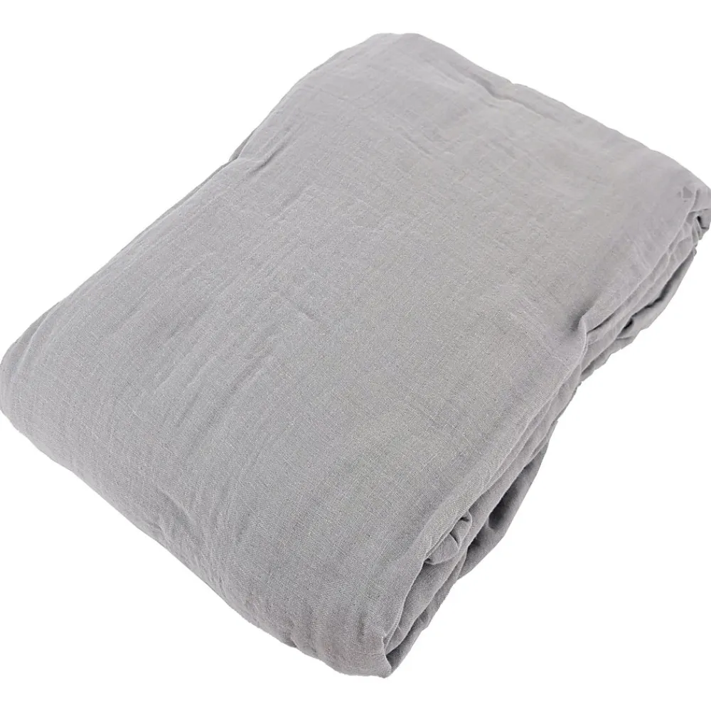 Drap housse MILOS mousseline de coton 180x200 cm bonnet 30 cm uni gris cendre>Linnea New