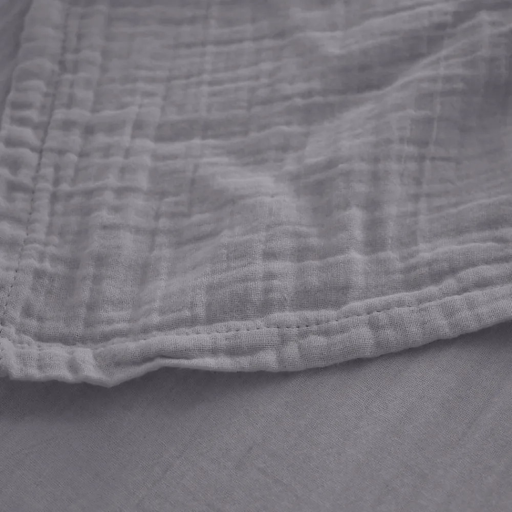 Drap housse MILOS mousseline de coton 180x200 cm bonnet 30 cm uni gris cendre>Linnea New
