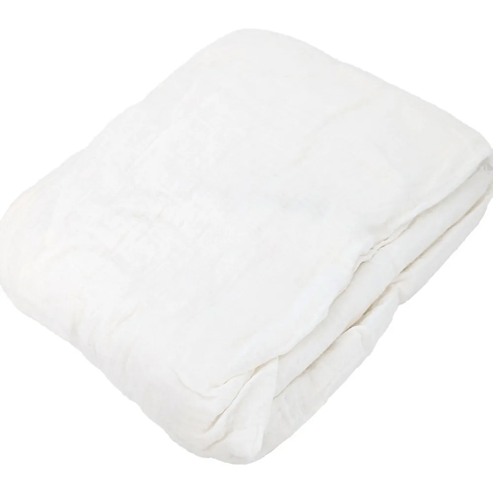 Drap housse MILOS mousseline de coton 140x200 cm bonnet 30 cm uni blanc neige>Linnea