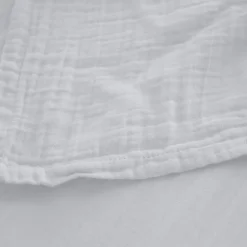 Drap housse MILOS mousseline de coton 140x200 cm bonnet 30 cm uni blanc neige><noscript><img width=