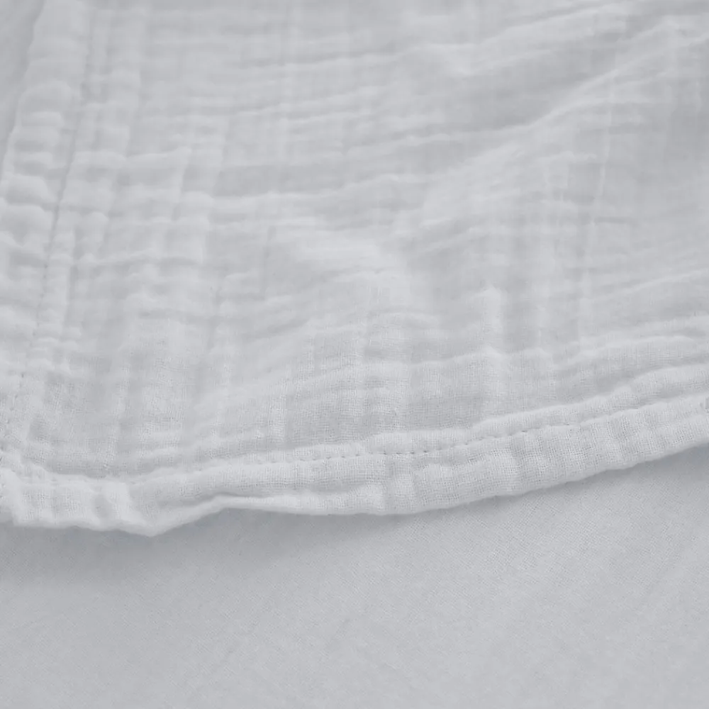 Drap housse MILOS mousseline de coton 140x200 cm bonnet 30 cm uni blanc neige>Linnea