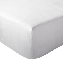 Drap housse MILOS mousseline de coton 140x200 cm bonnet 30 cm uni blanc neige><noscript><img width=