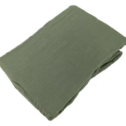 Linnea Drap housse MILOS mousseline de coton 140x200 cm bonnet 30 cm uni vert mousse* Drap Housse|Drap Housse