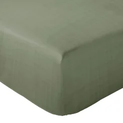 Linnea Drap housse MILOS mousseline de coton 140x200 cm bonnet 30 cm uni vert mousse* Drap Housse|Drap Housse